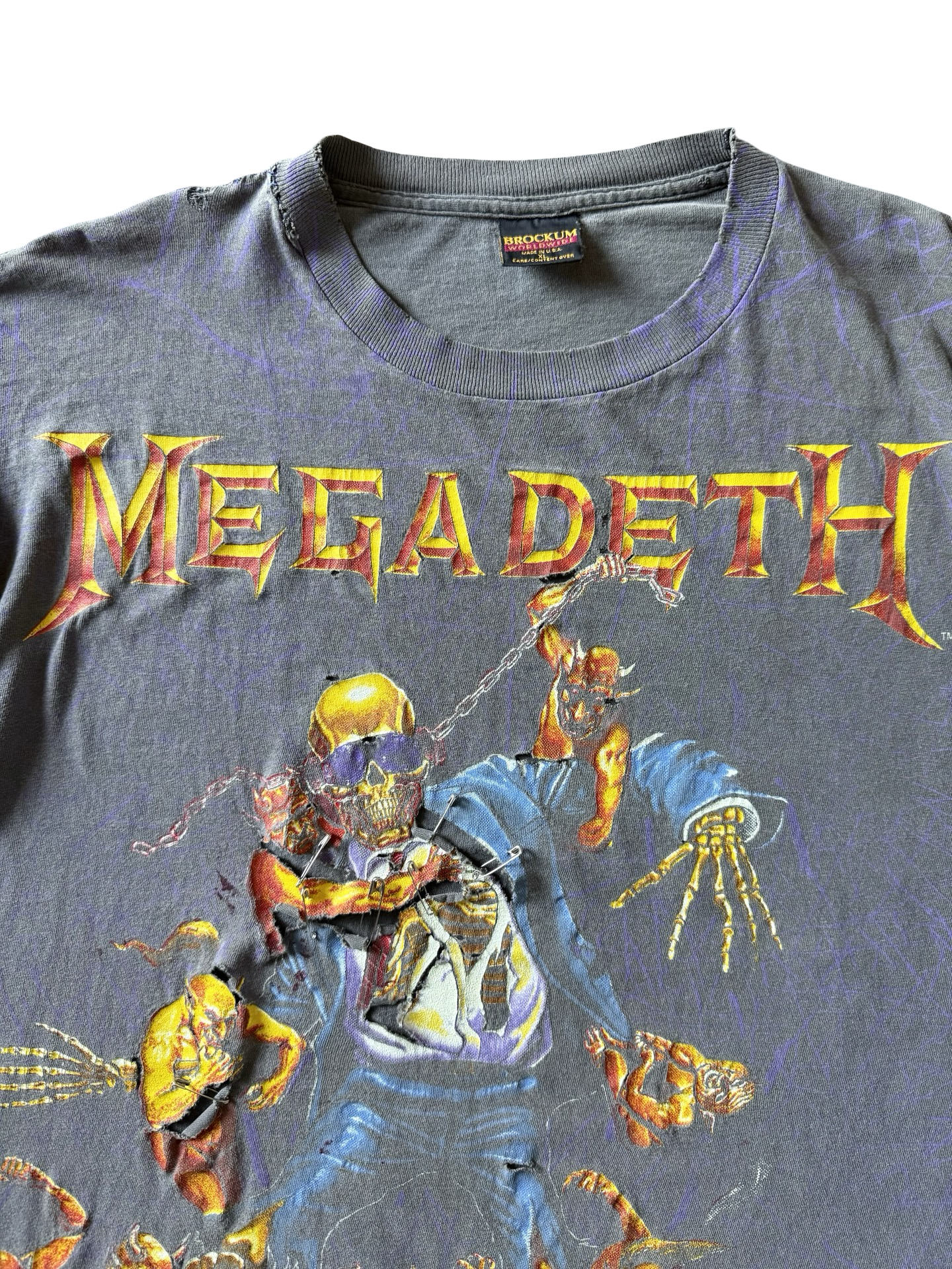 1991 faded & distressed Megadeth all over print band shirt