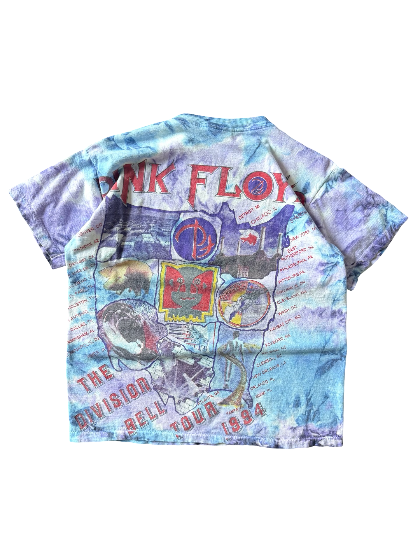1994 Pink Floyd "division bell" tie dye band tour shirt