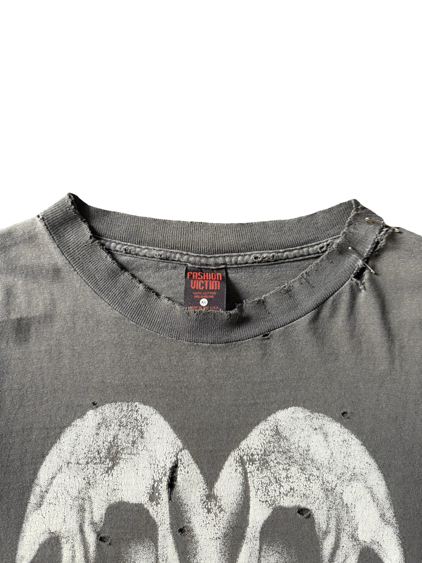 1994 faded & distressed Fashion Victim "double skull" shirt (XL)
