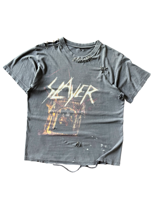 2001 faded & distressed euro Slayer "god hates us all" band shirt