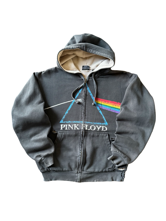 2009 lightly distressed Pink Floyd "dark side of the moon" thermal lined hoodie (MEDIUM)