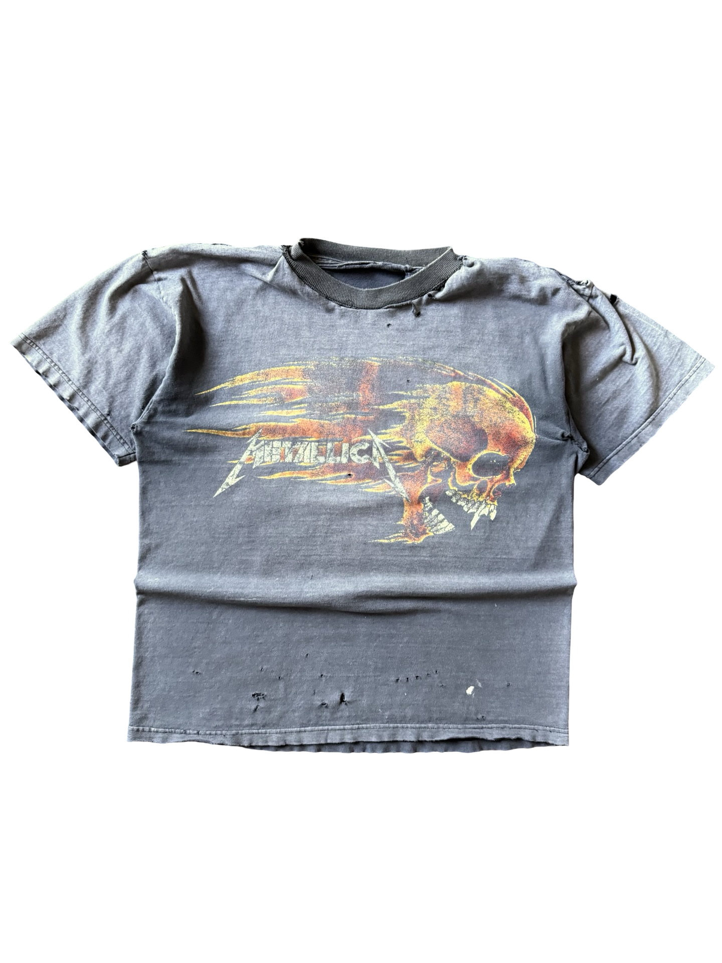 1994 faded & distressed Metallica pushead "flaming skull" band shirt