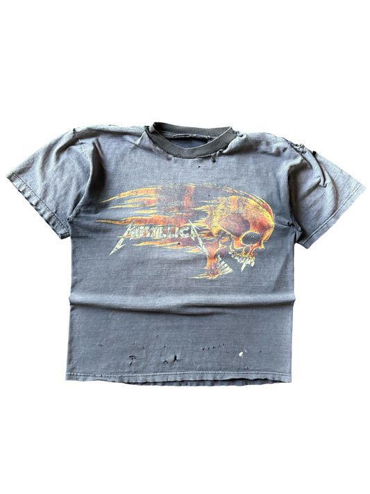 1994 faded & distressed Metallica pushead "flaming skull" band shirt