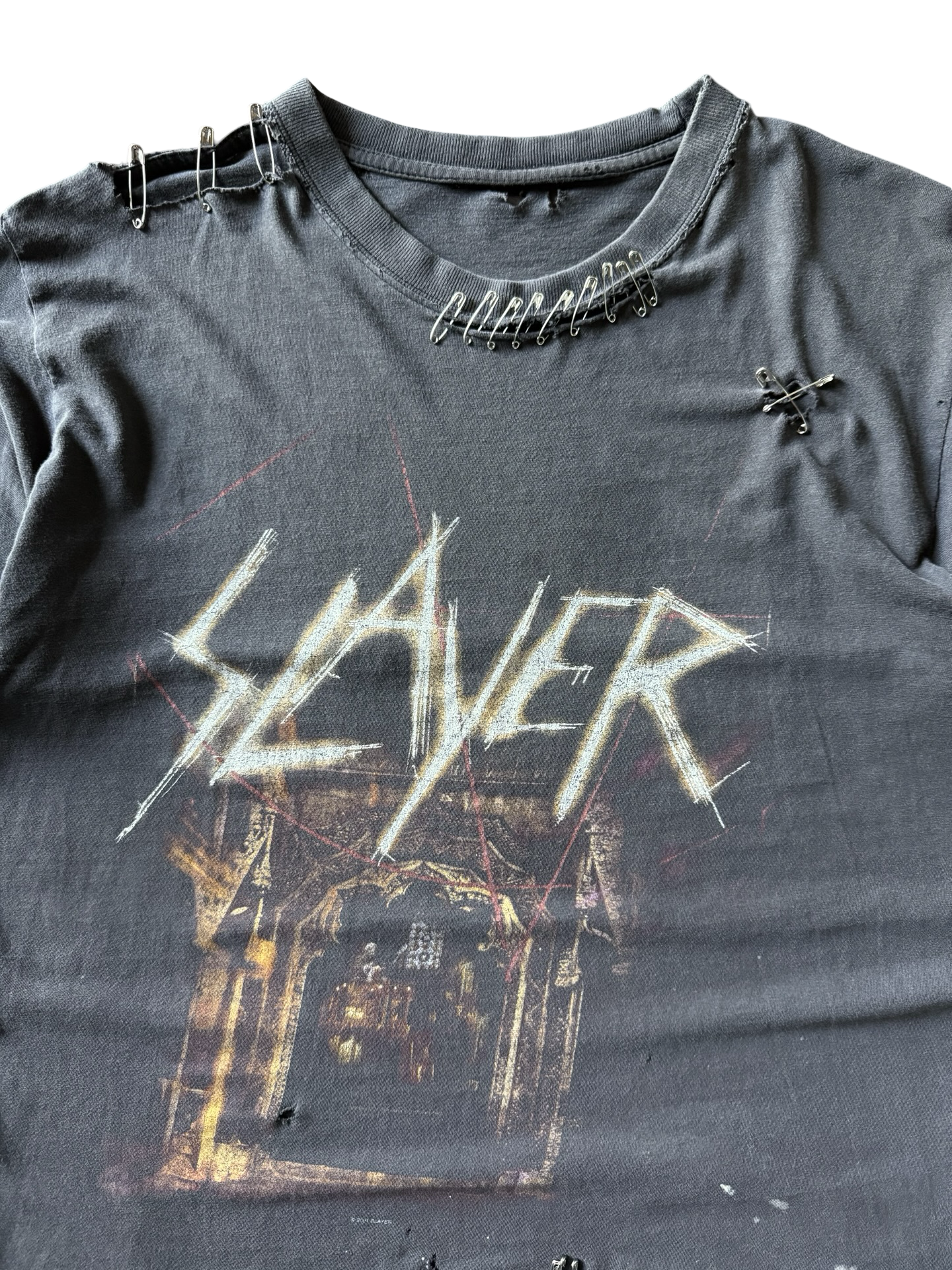 2001 faded & distressed euro Slayer "god hates us all" band shirt