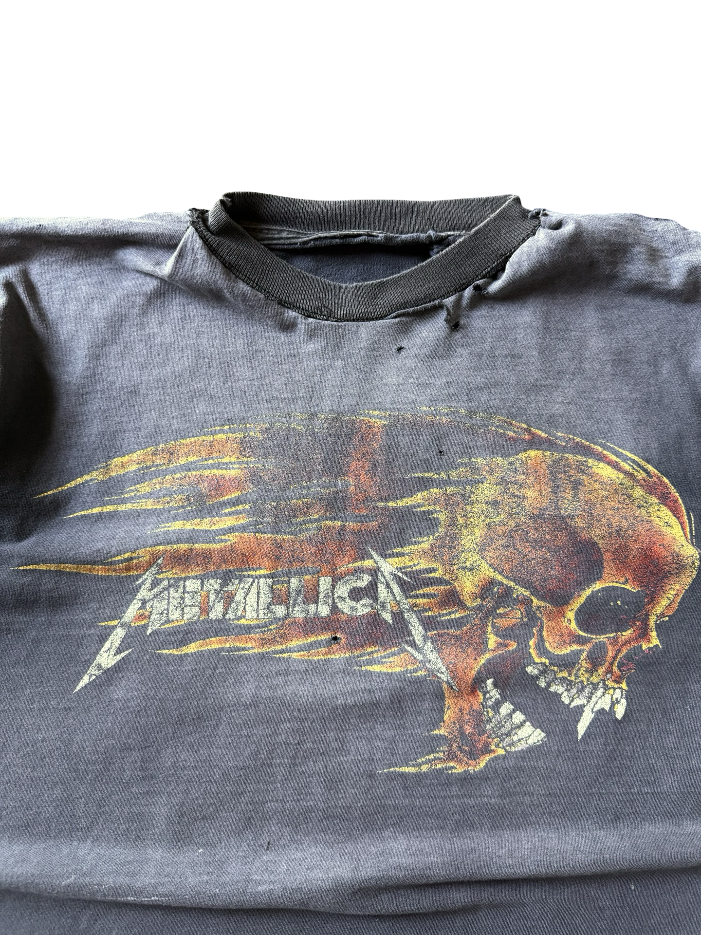 1994 faded & distressed Metallica pushead "flaming skull" band shirt
