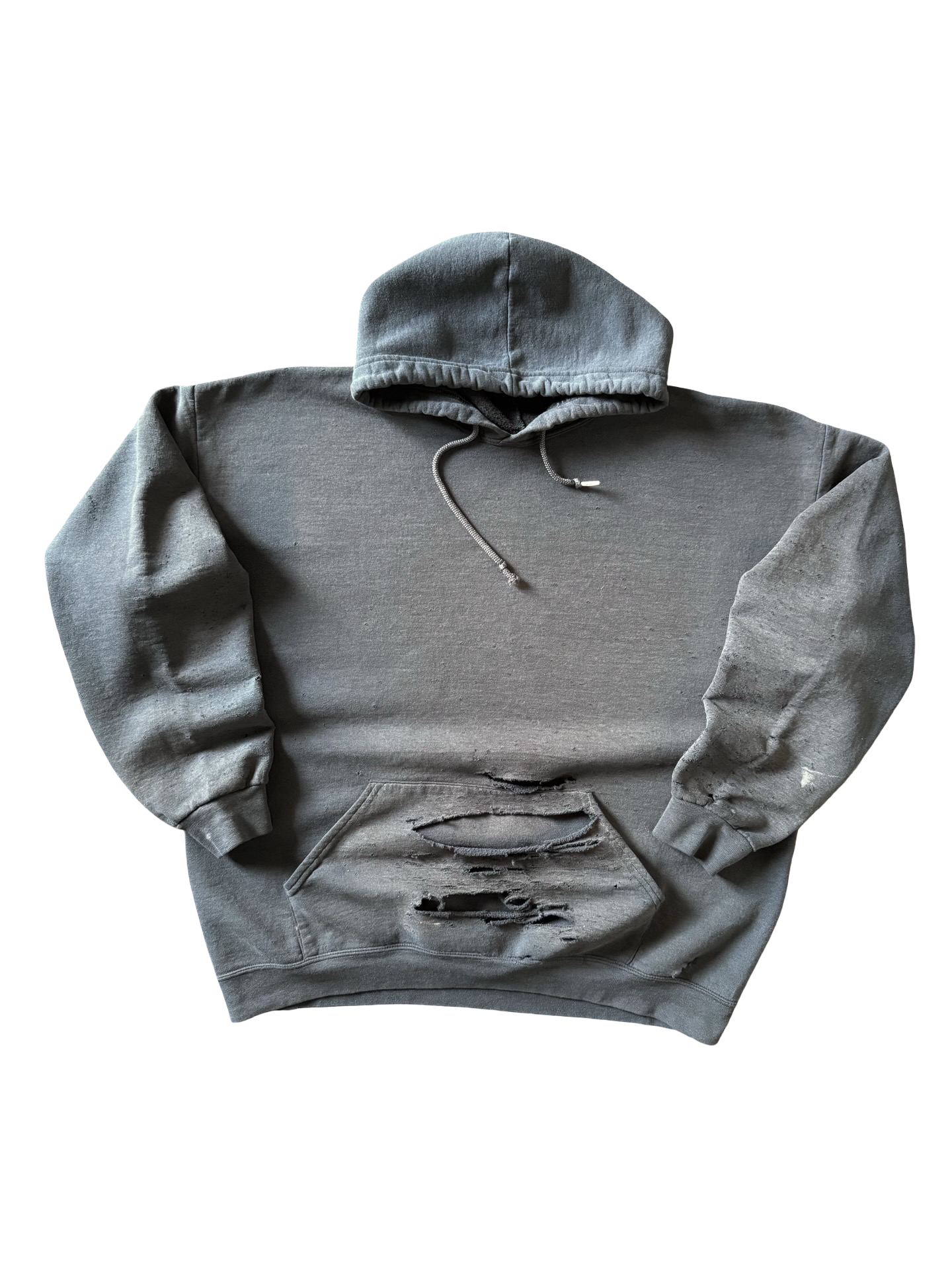 2000s heavily distressed black blank hoodie (XL)