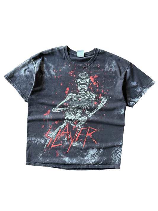 Y2K vintage Slayer "skeleton gunman" all over print band shirt