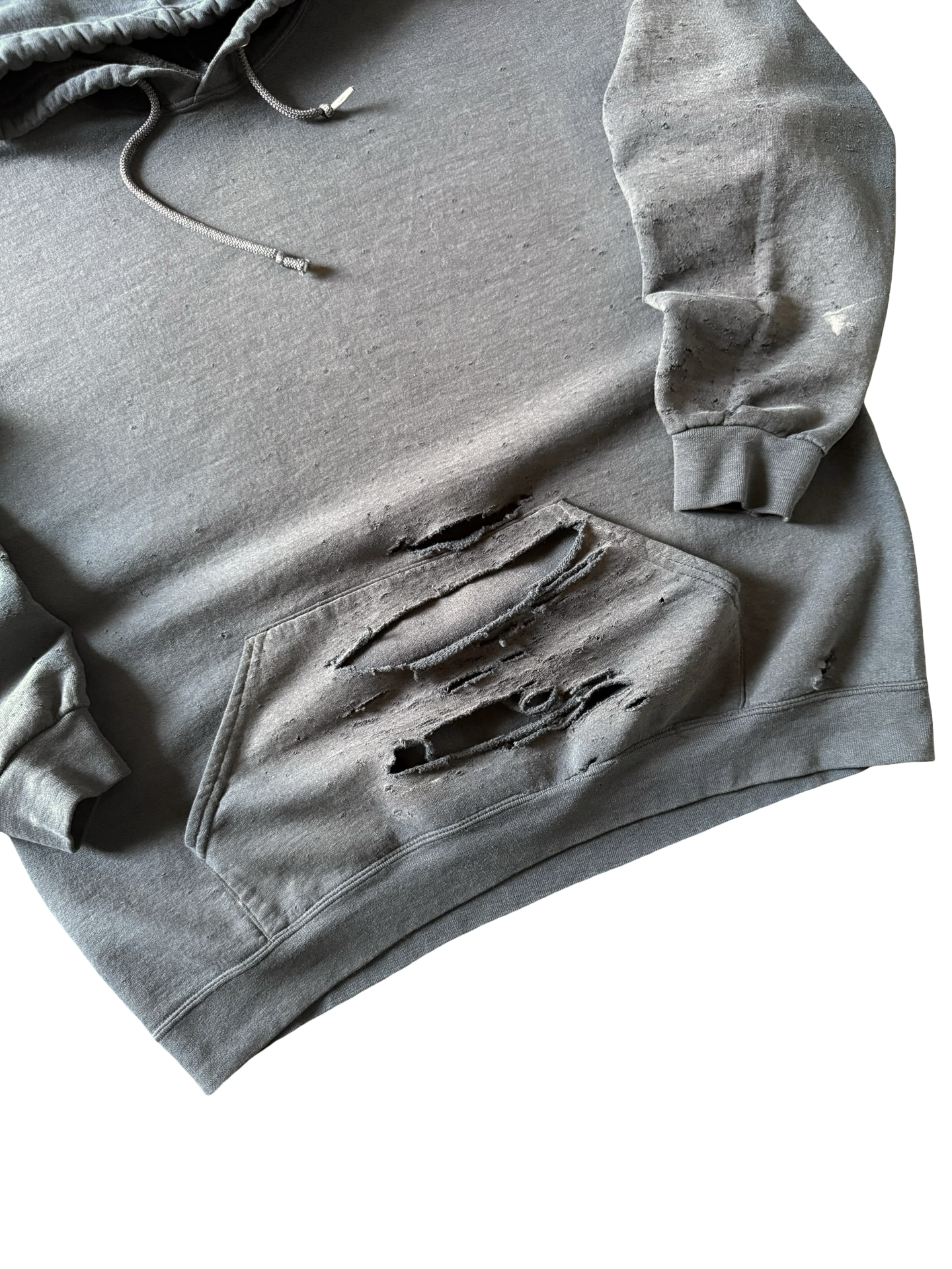 2000s heavily distressed black blank hoodie (XL)