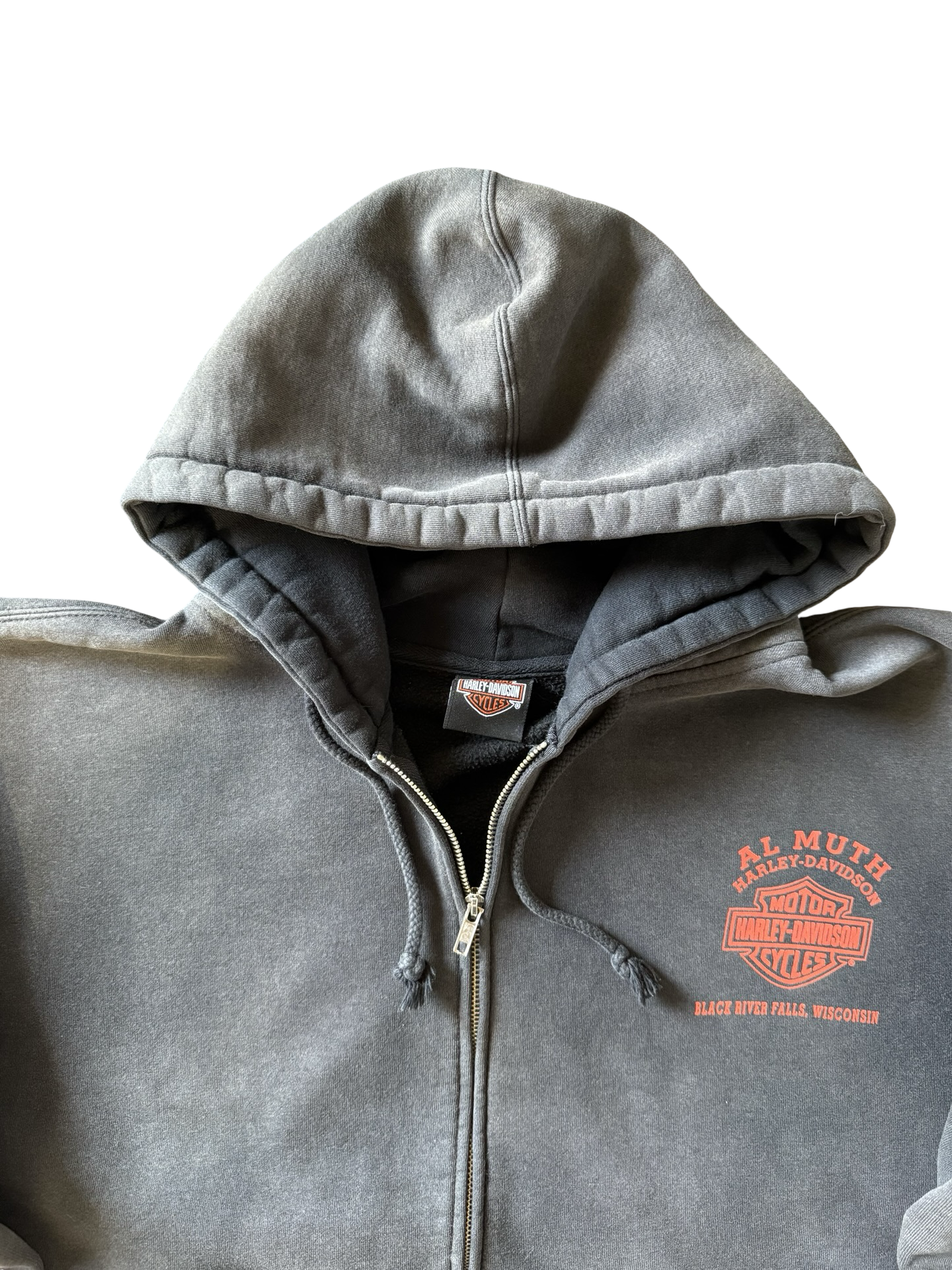 2000s faded Harley Davidson "flame sleeves" biker hoodie (XL)