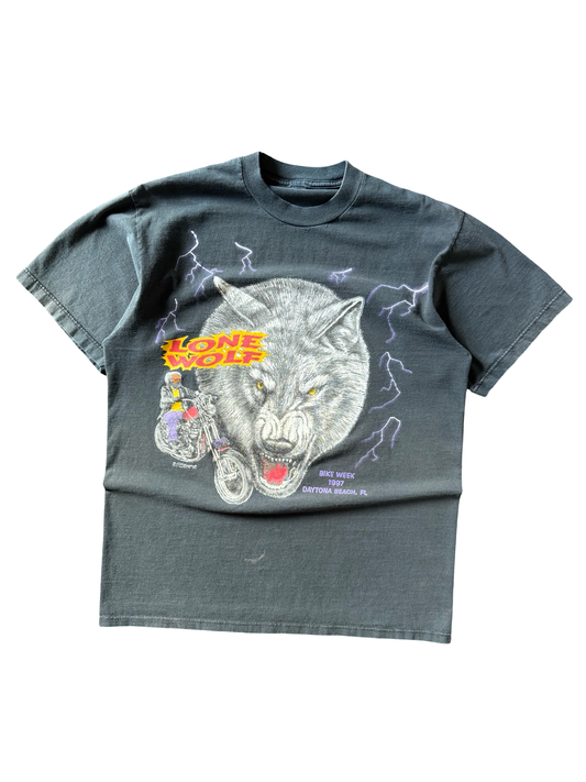 1997 Harley style Bike Week "Lone Wolf" lightning shirt (LARGE)