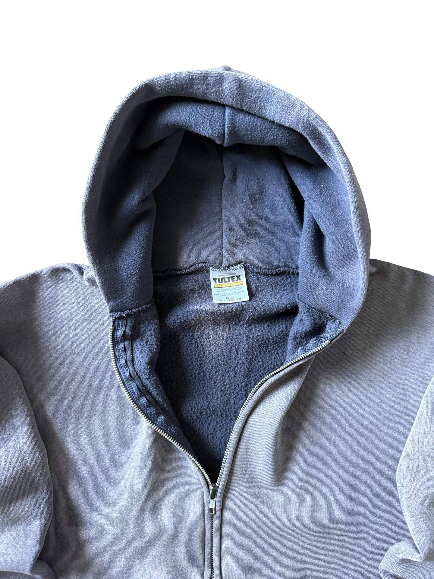 90s sun-faded "tultex" blue essential blank hoodie (LARGE)