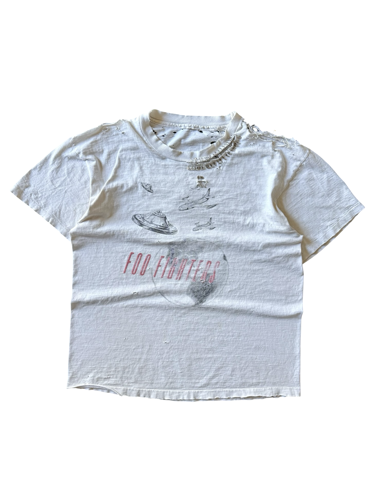 1996 heavily distressed Foo Fighters (UFO) tour shirt