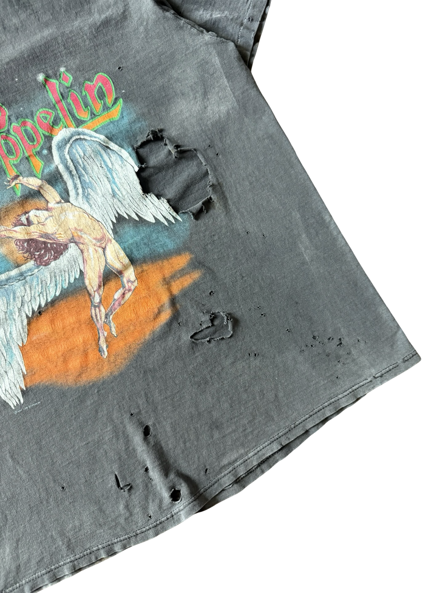 1990 faded & distressed Led Zeppelin "fallen angel" band shirt
