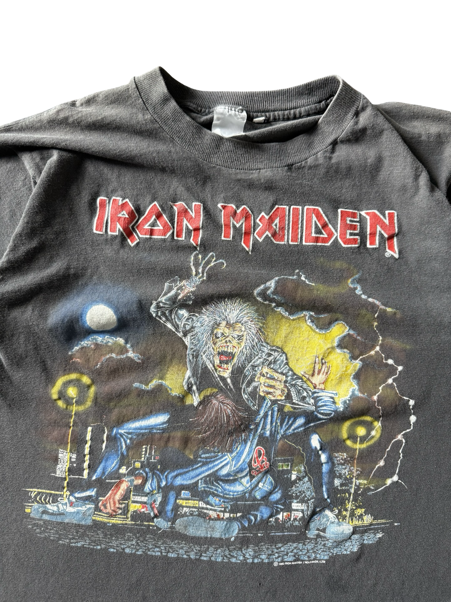 1990 faded Iron Maiden "no prayer on the road" tour shirt