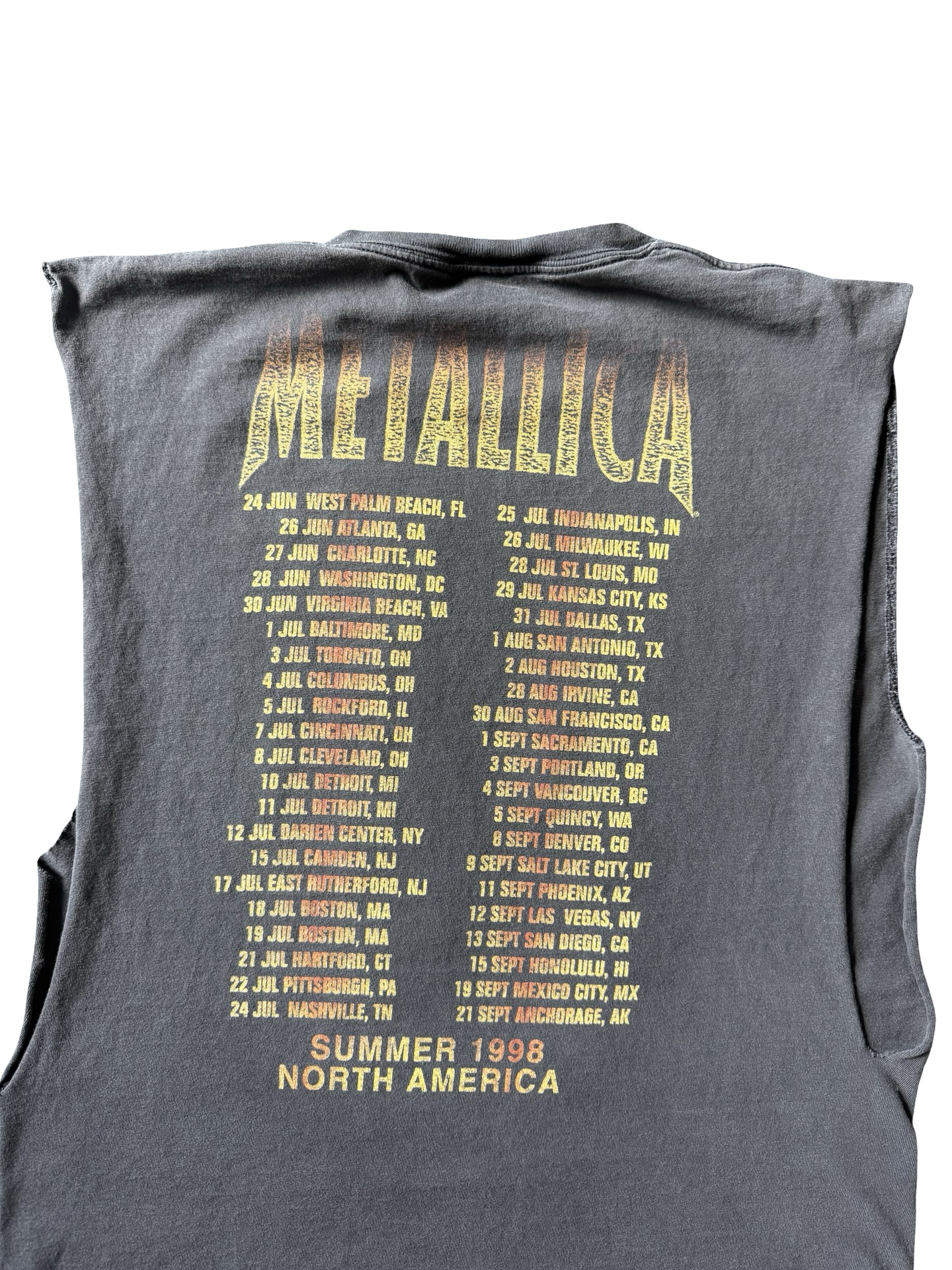 1998 faded Metallica "north america reload" tour cut-off shirt