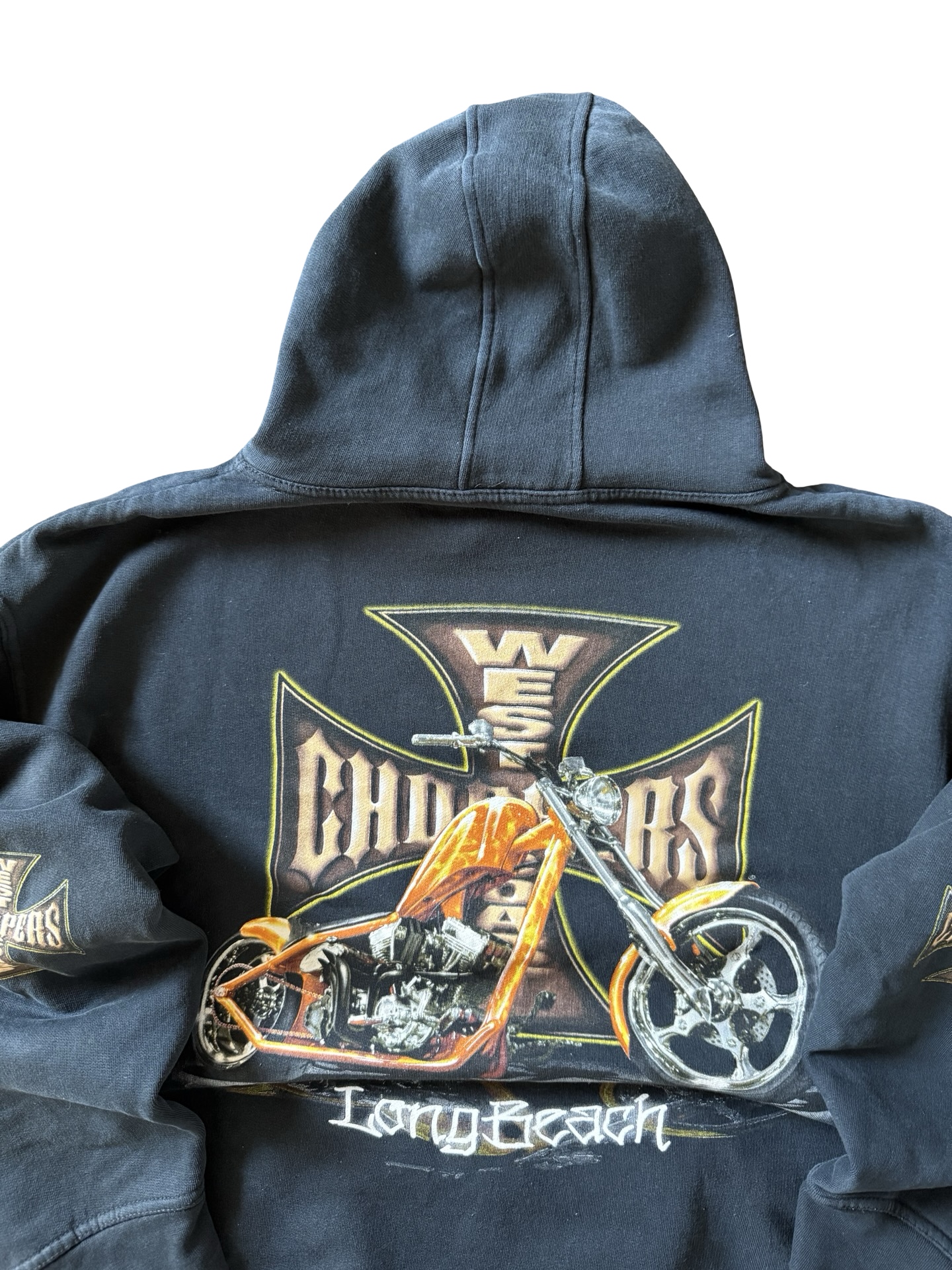 2000s West Coast Choppers "orange bike" biker hoodie (LARGE)