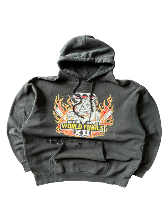 2000s distressed Racing flame engine hoodie (XL)