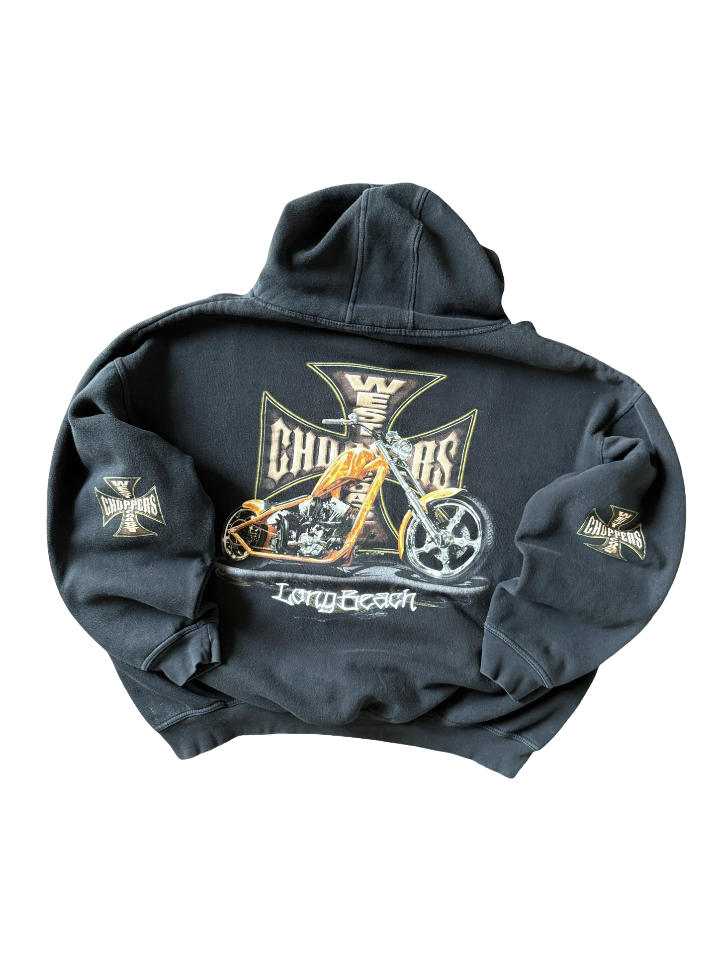 2000s West Coast Choppers "orange bike" biker hoodie (XL)