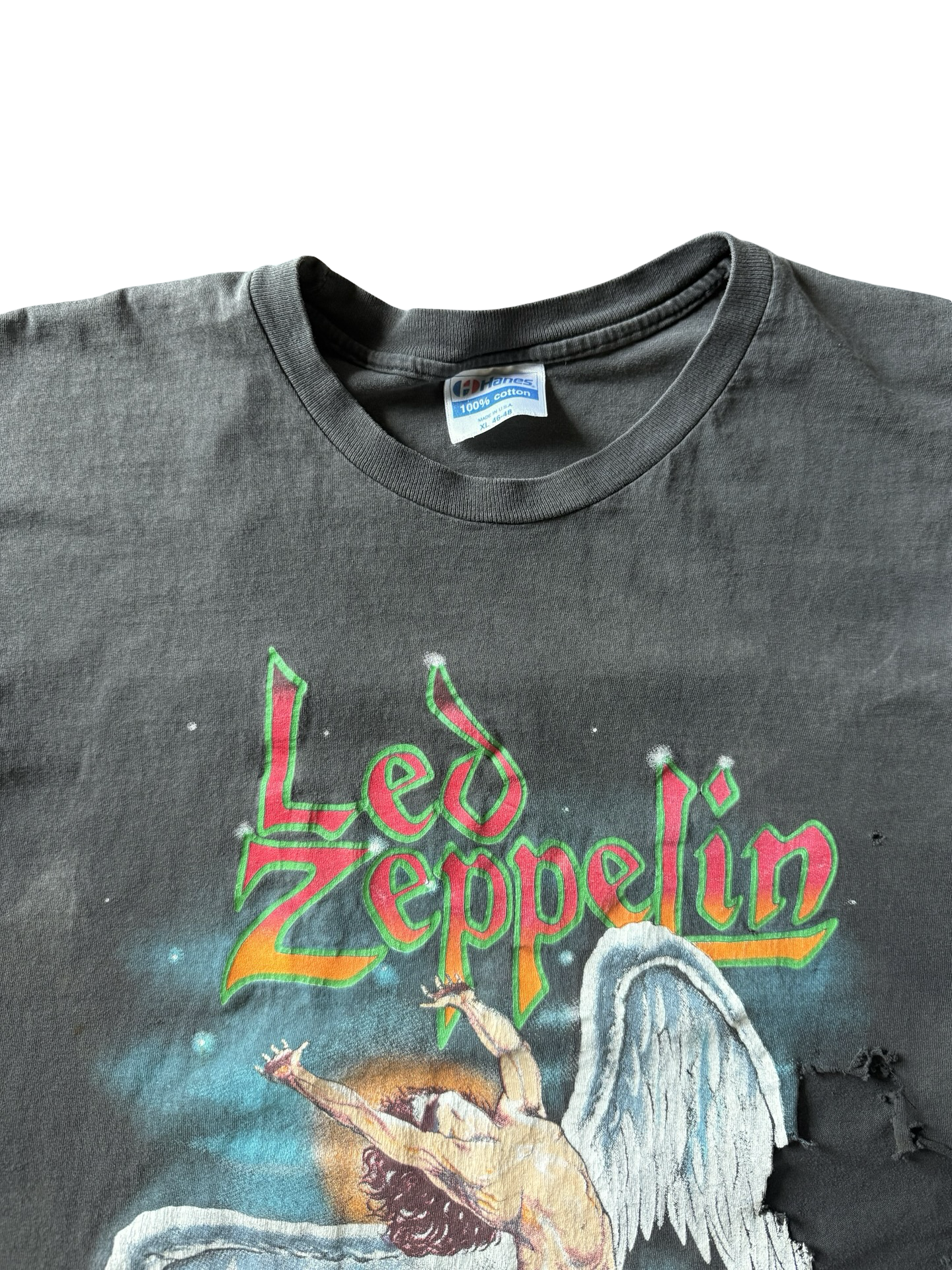 1990 faded & distressed Led Zeppelin "fallen angel" band shirt