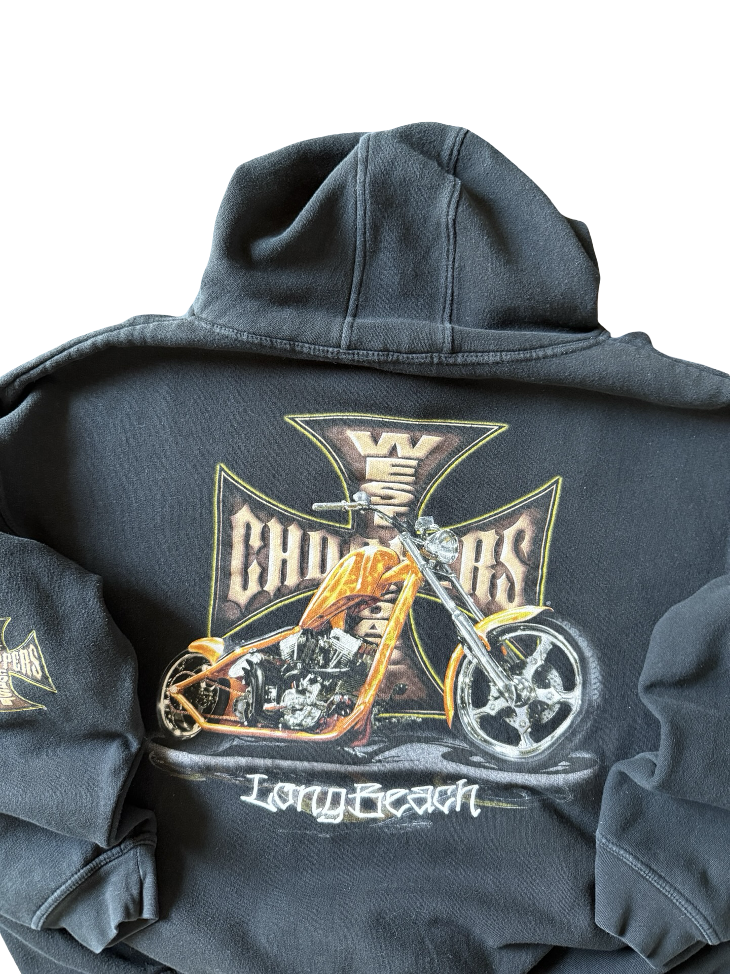 2000s West Coast Choppers "orange bike" biker hoodie (XL)