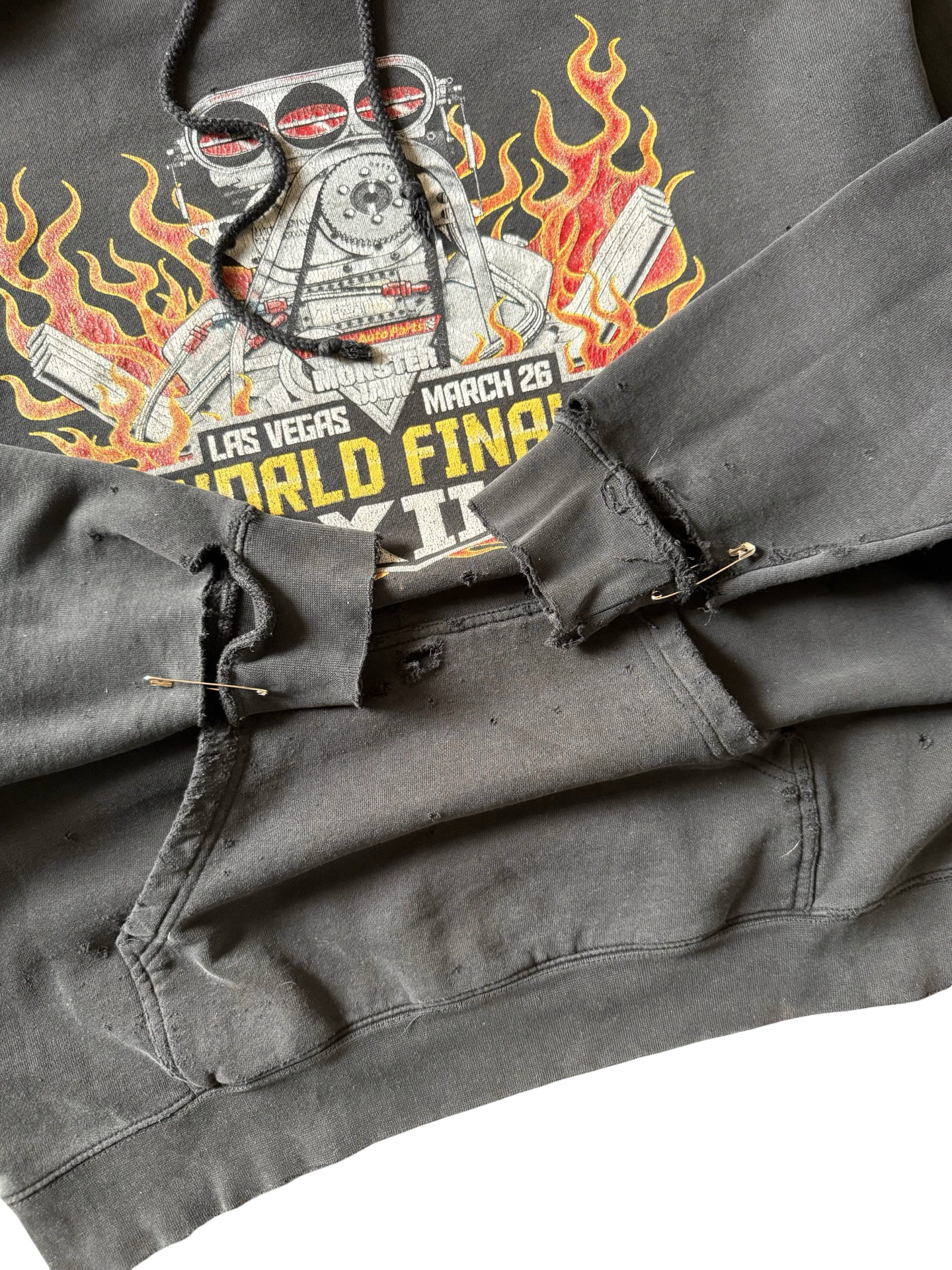 2000s distressed Racing flame engine hoodie (XL)