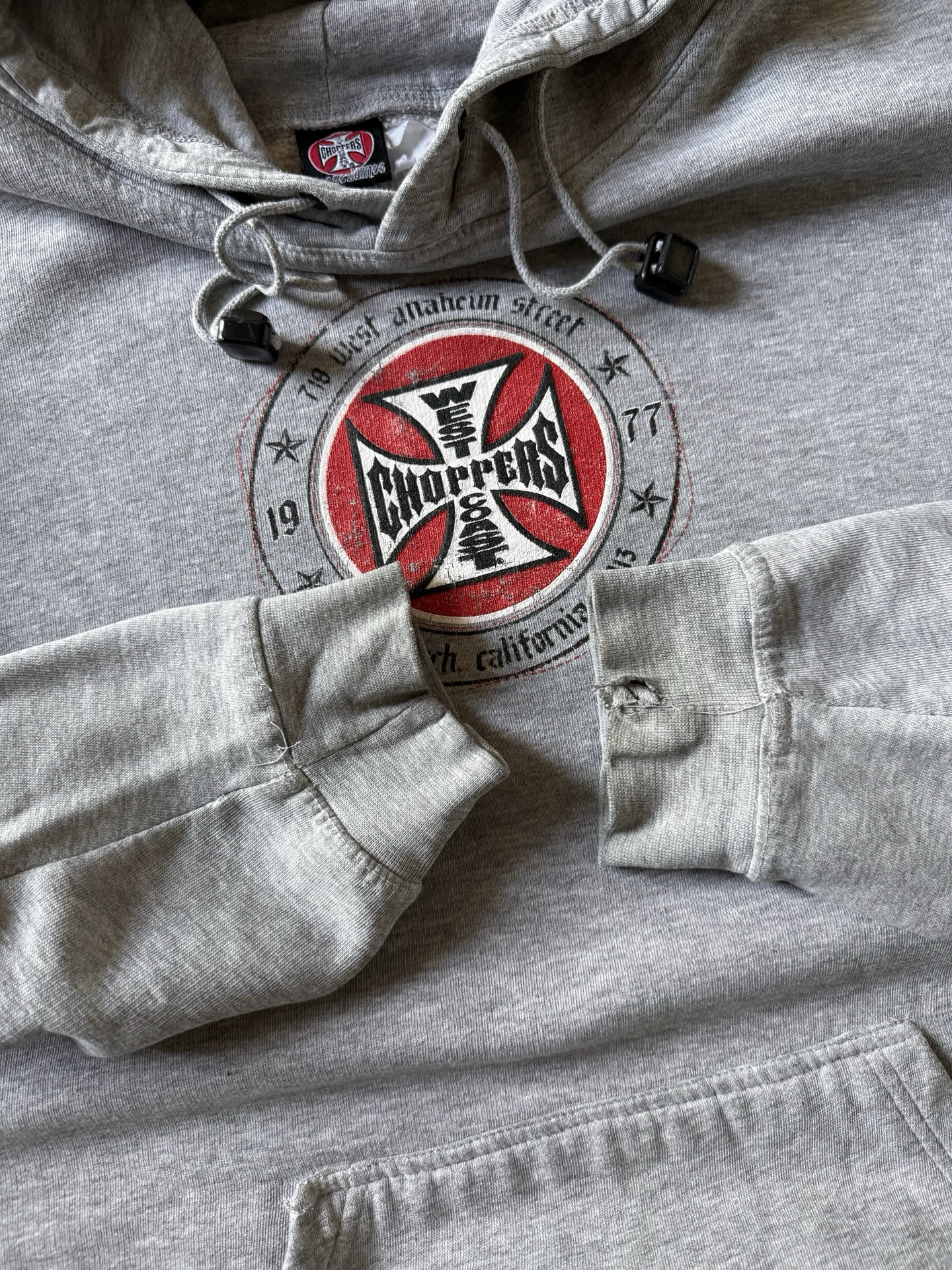 90s West Coast Choppers "logo" grey hoodie (LARGE)
