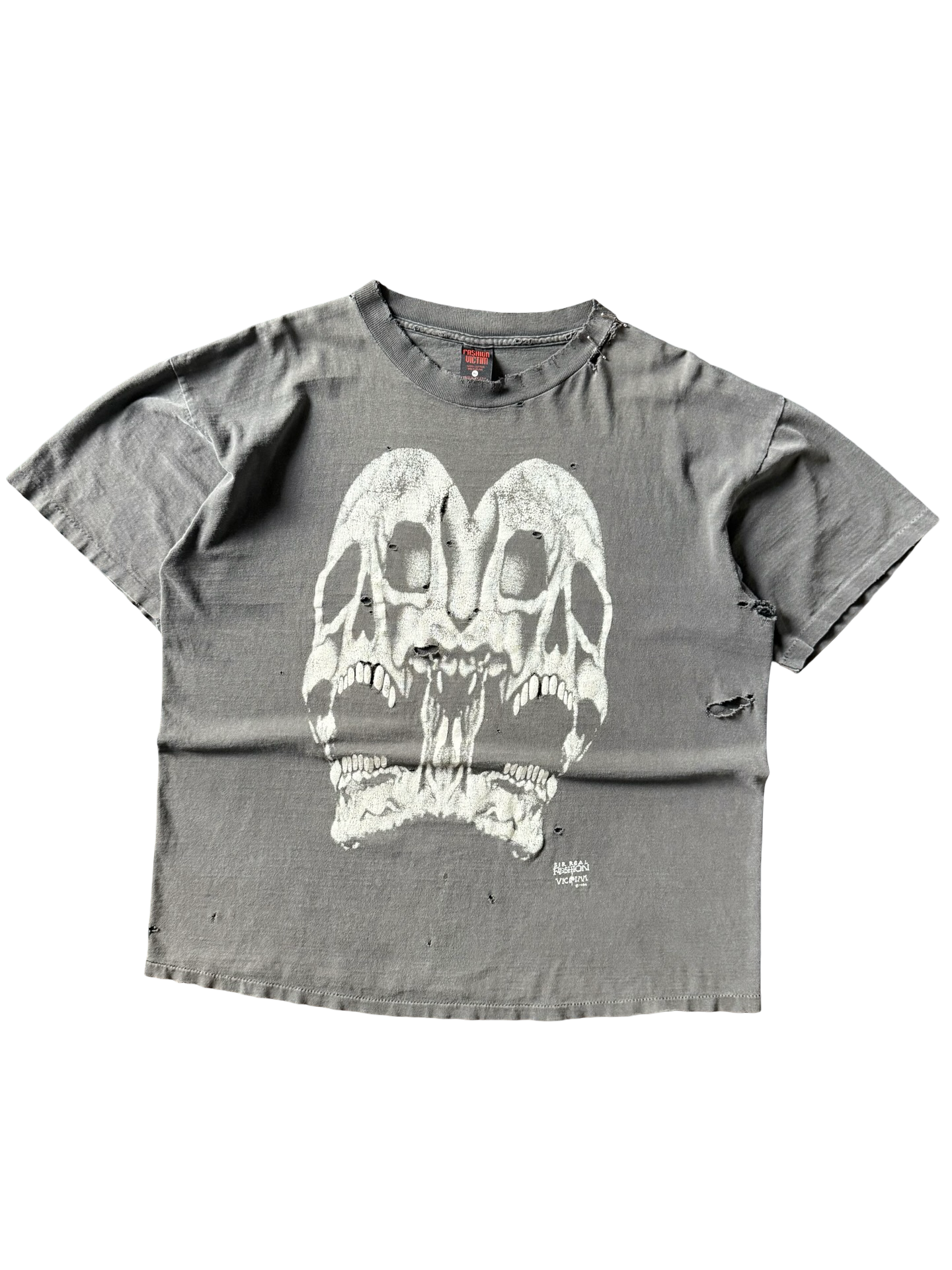 1994 faded & distressed Fashion Victim "double skull" shirt (XL)