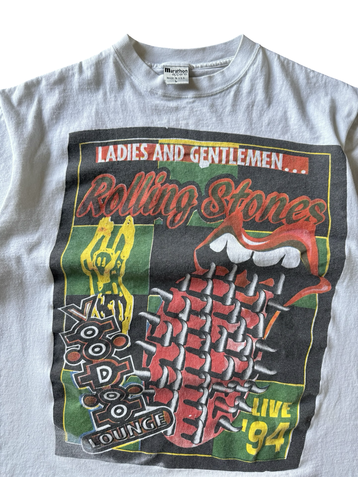 1994 rolling stones "voodoo lounge spiked tongue" band shirt