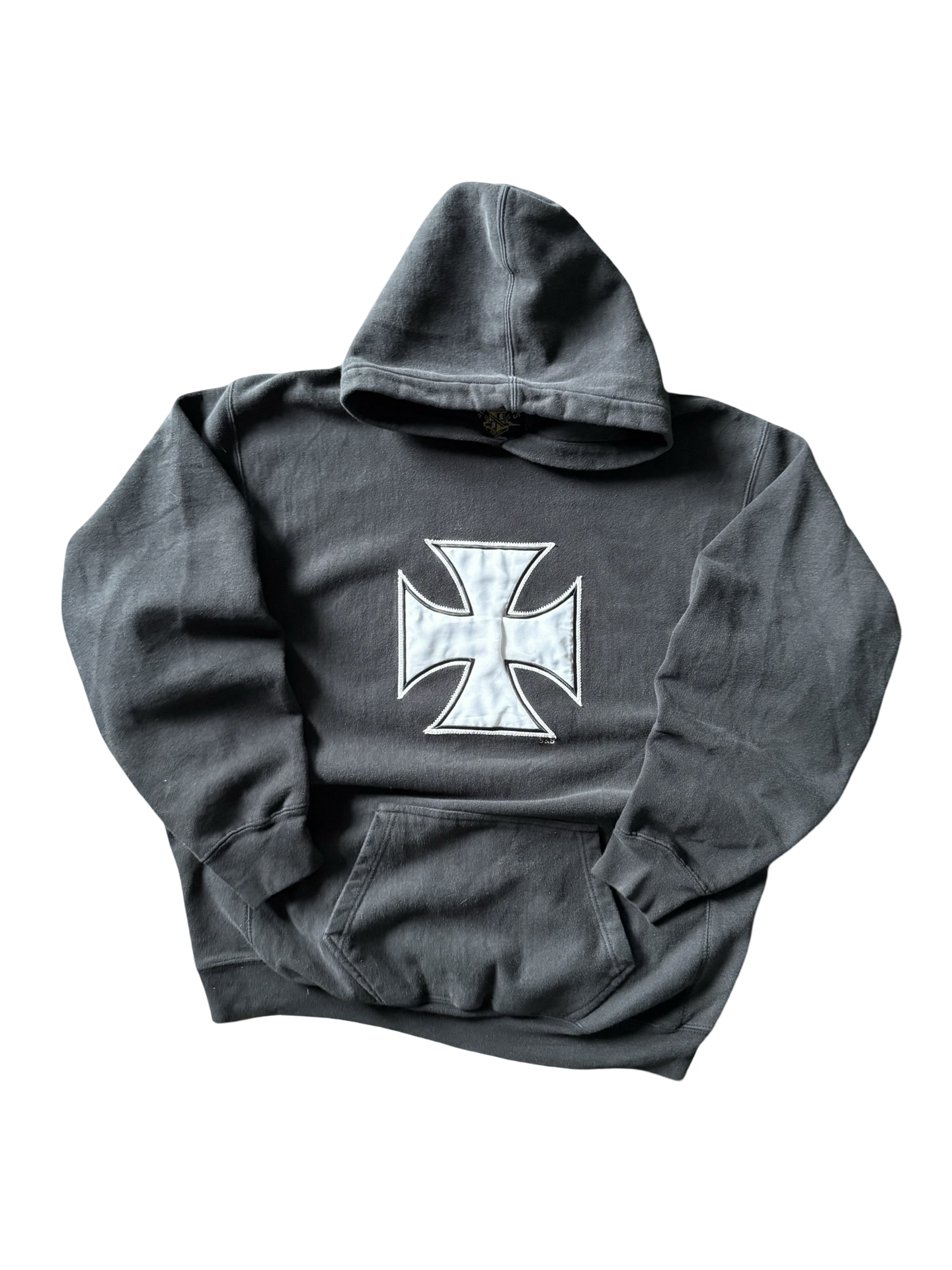 2000s Iron Cross biker weave style hoodie (XL)