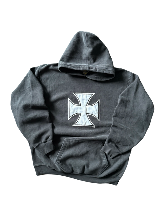 2000s Iron Cross biker weave style hoodie (XL)