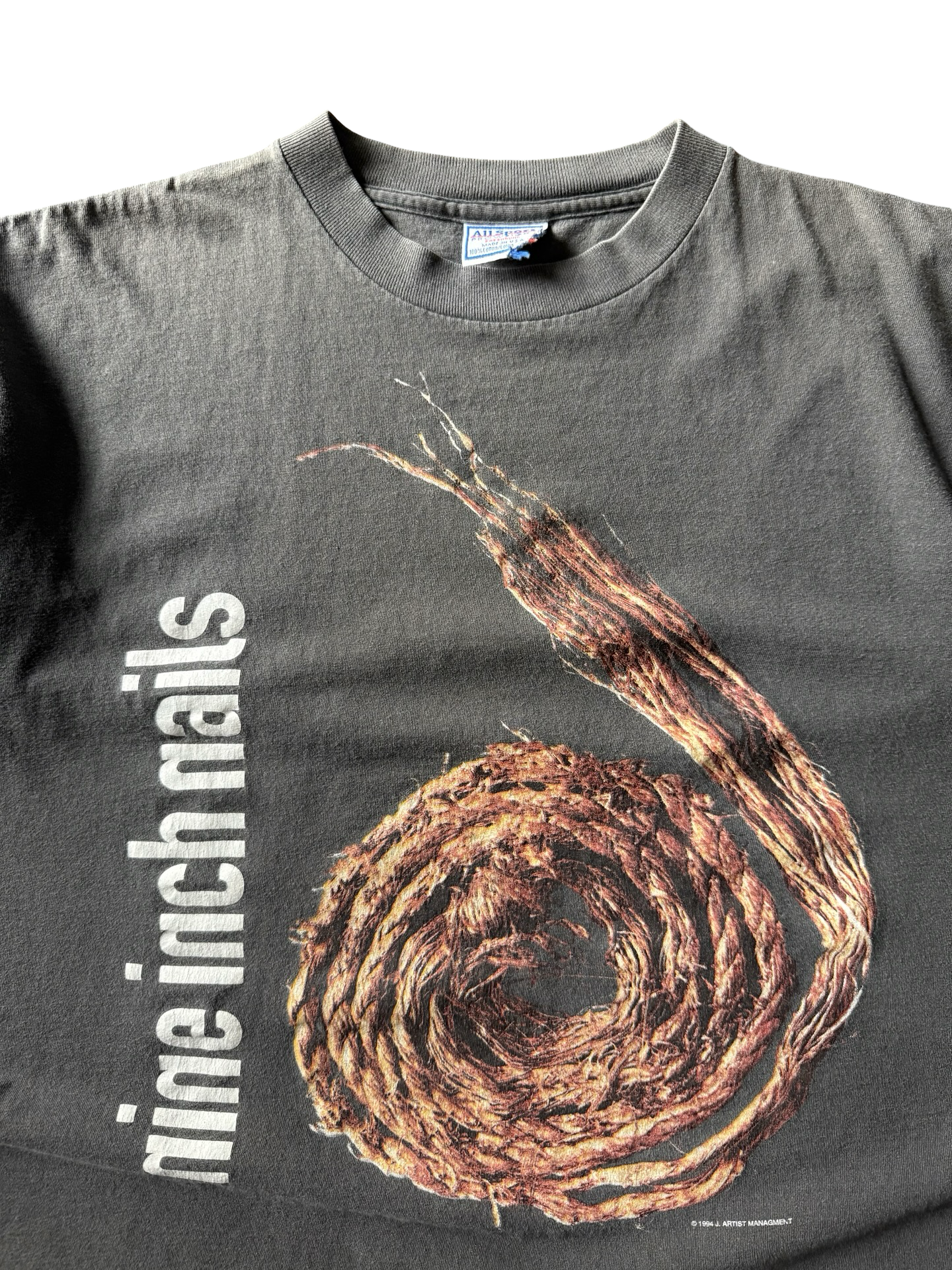 1995 faded Nine Inch Nails "further down the spiral" band shirt